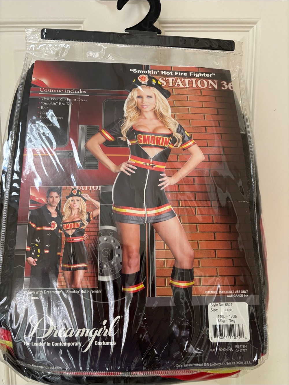 Dreamgirl Black Firefighter Costume with Red & Yellow Accents